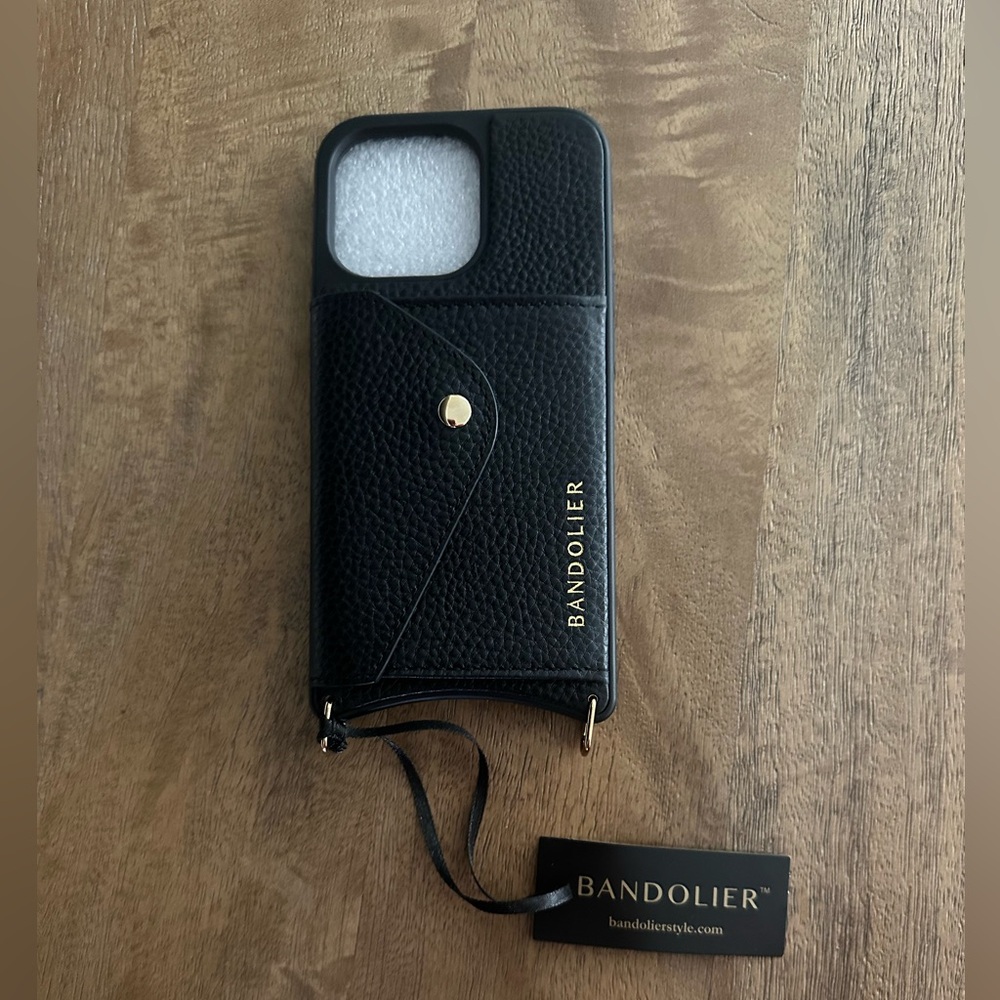 NEW Bandolier Maya black leather iPhone 13 Pro Phone Case